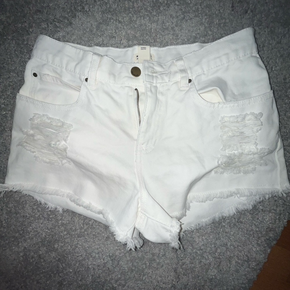 White jean shorts